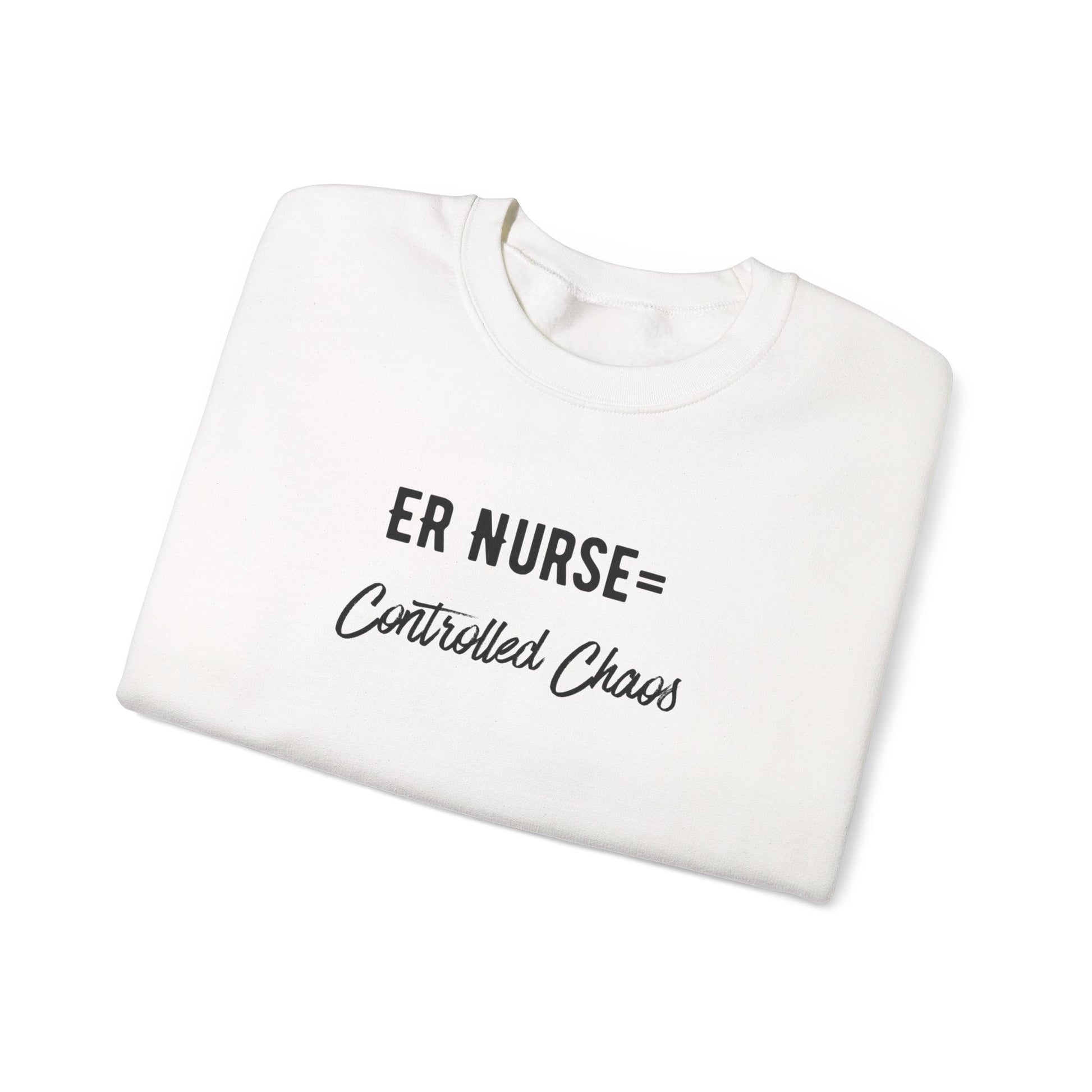 ER Nurse Sweatshirt close-up of embroidered text detail