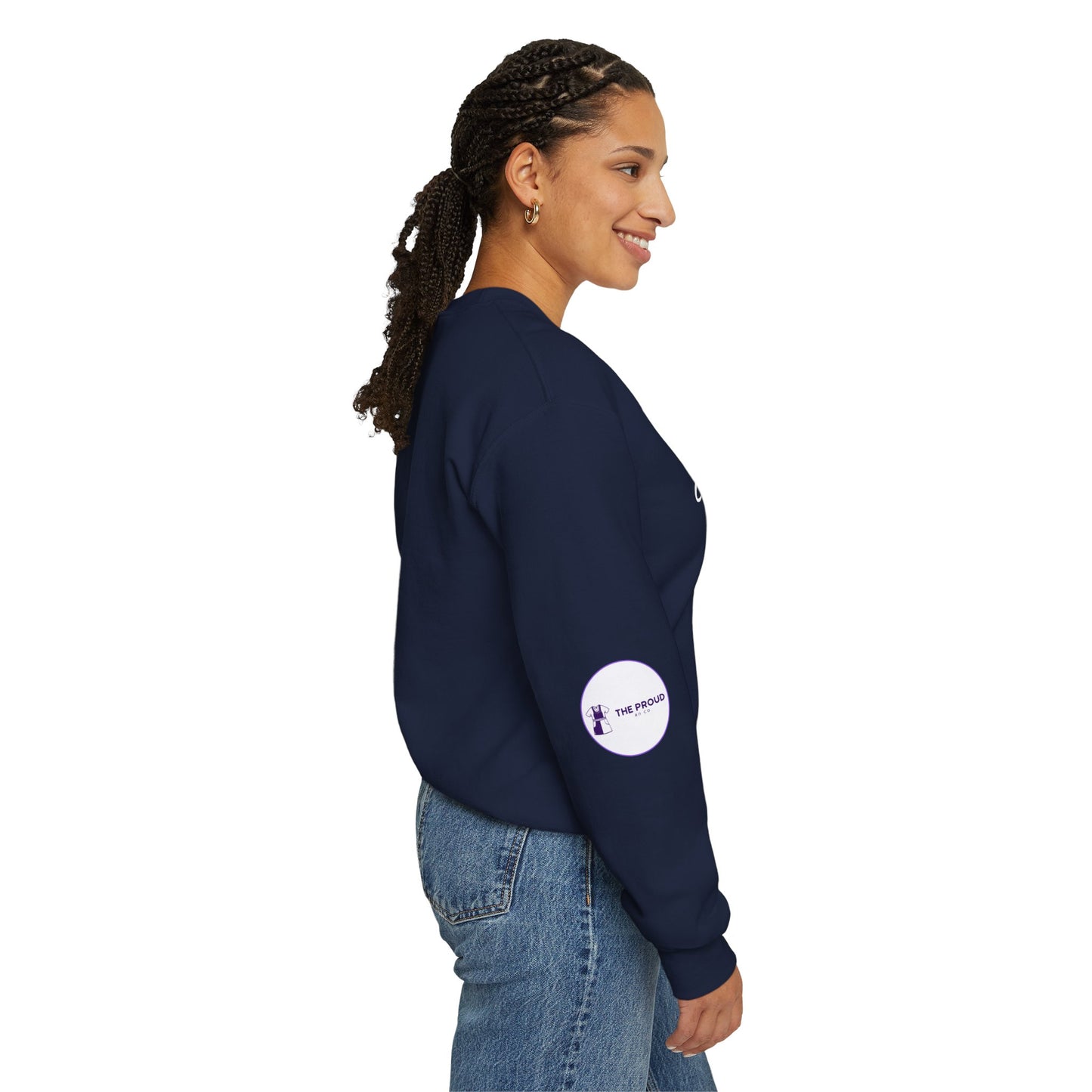 Side view of ICU Nurse Sweatshirt with ribbed collar