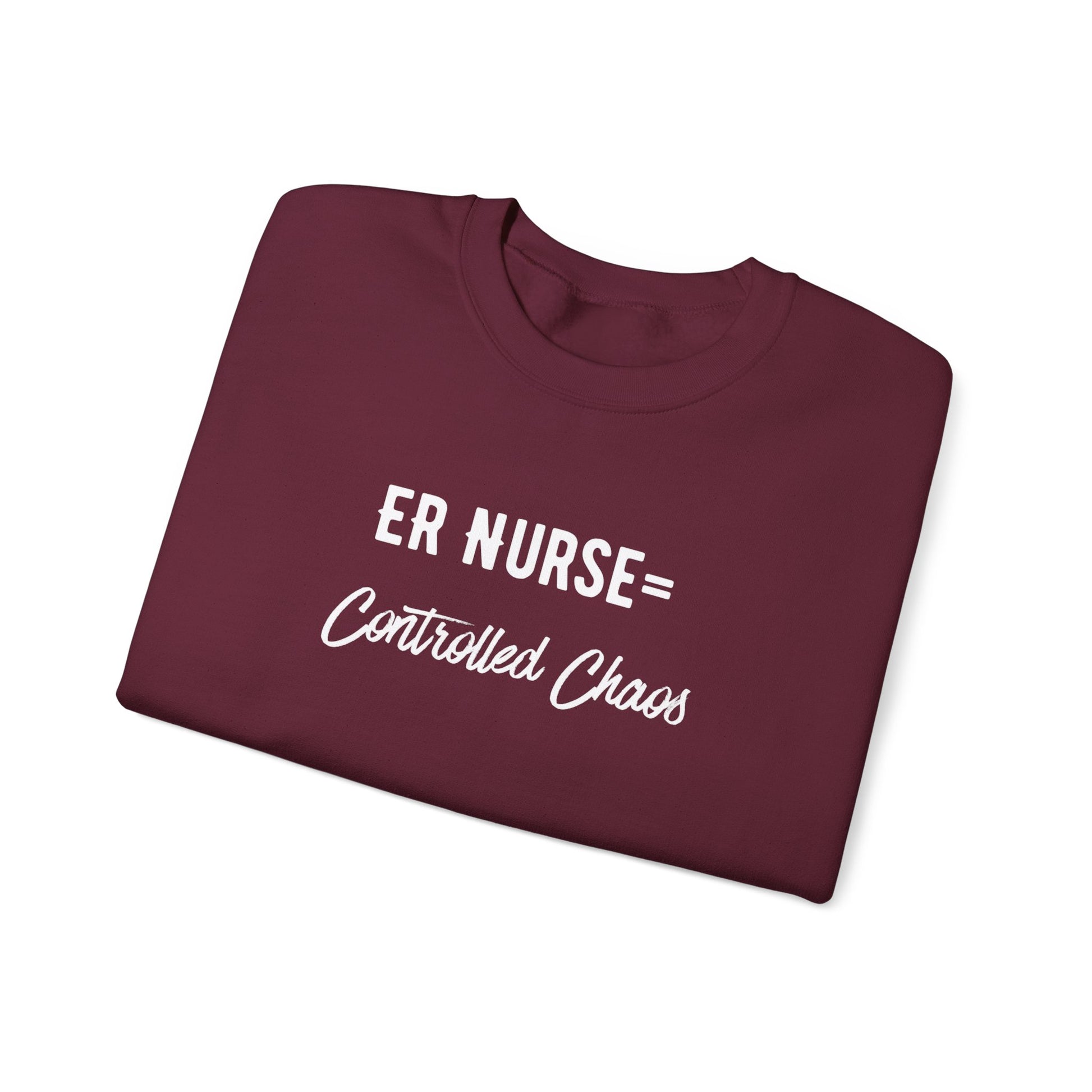 ER Nurse Sweatshirt close-up of embroidered text detail