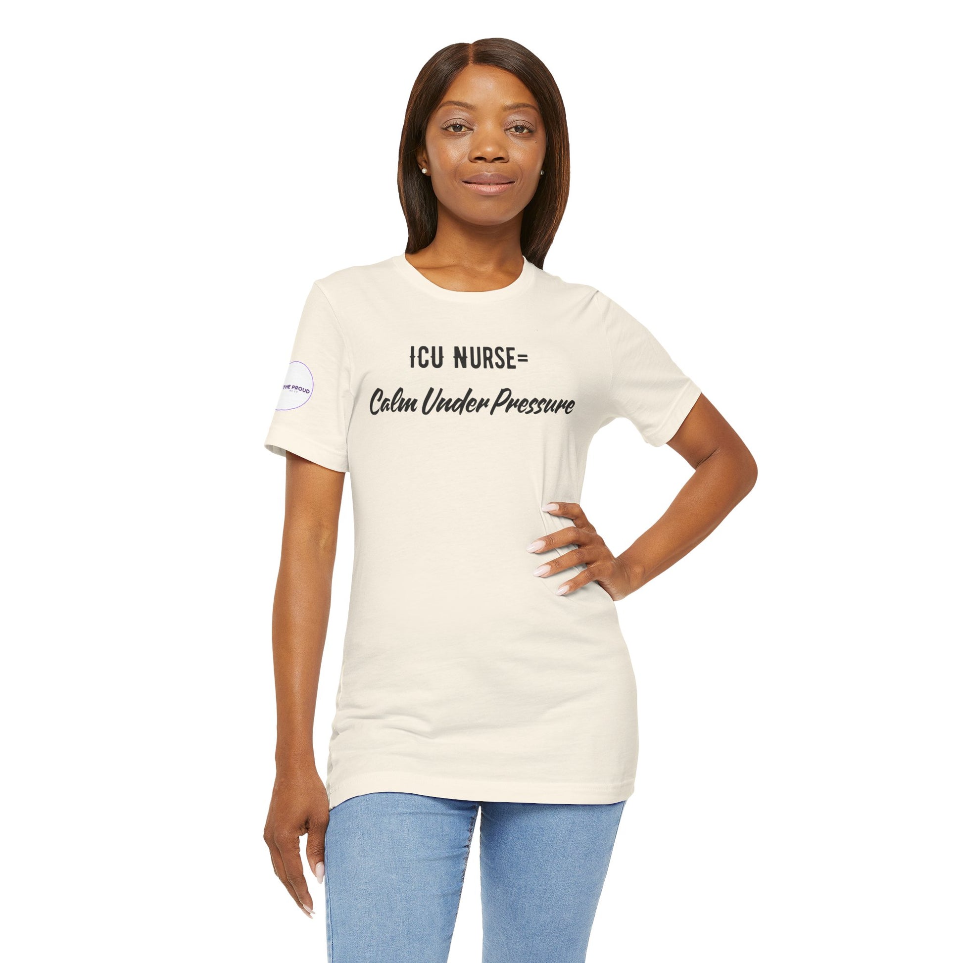 ICU Nurse Tee close-up of “Calm Under Pressure” design
