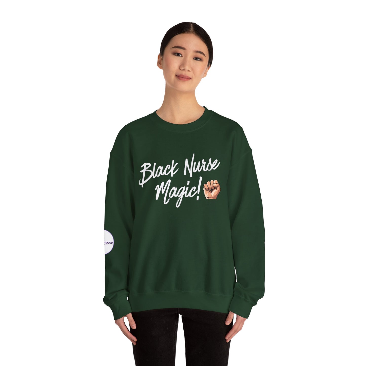 Back view of Black Nurse Sweatshirt with double-needle stitching