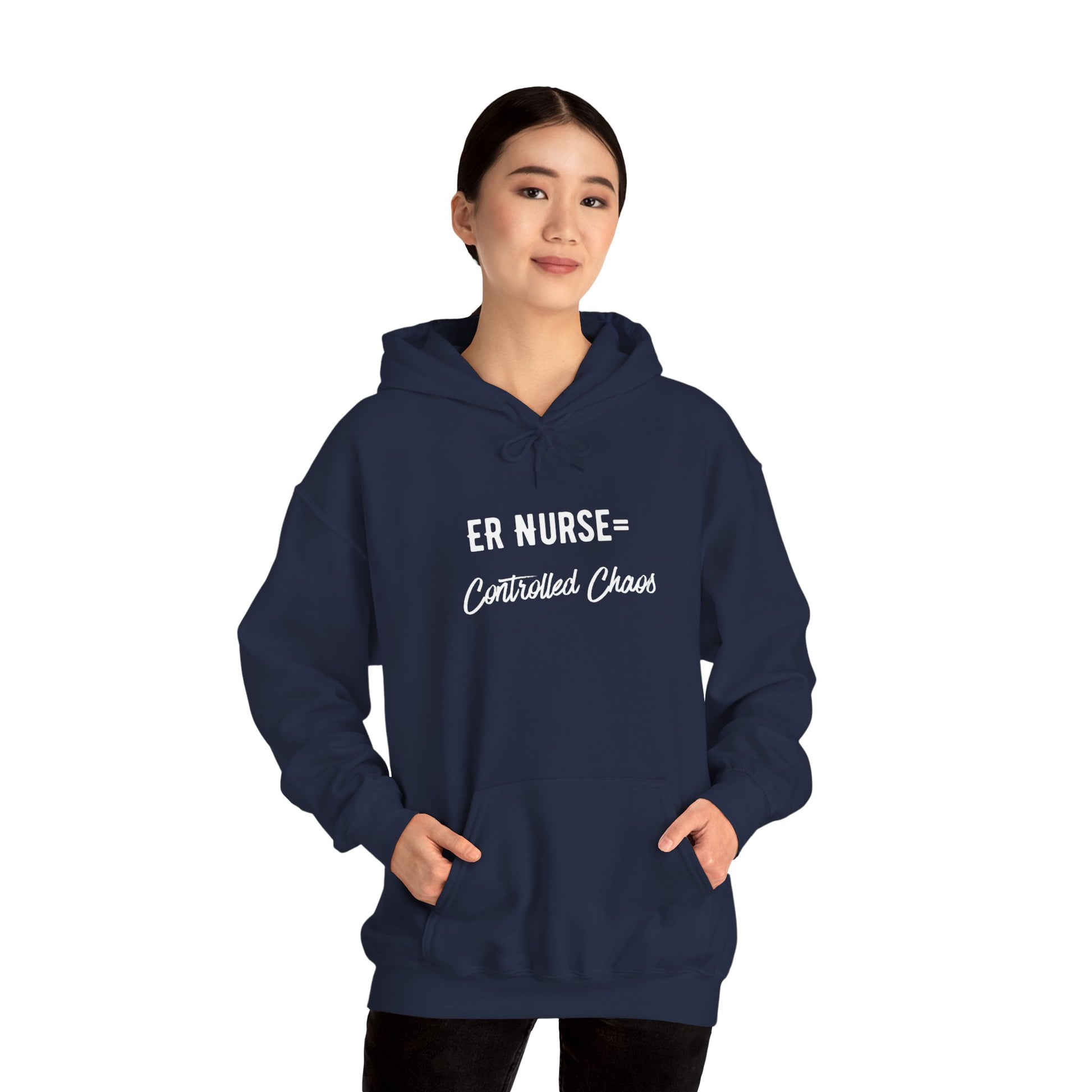 ER Nurse Hoodie clean design with color-matched drawcord