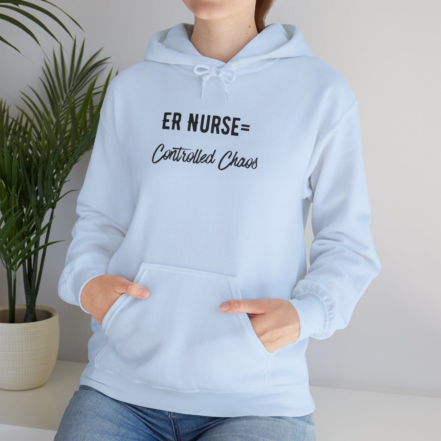 ER Nurse Hoodie clean design with color-matched drawcord