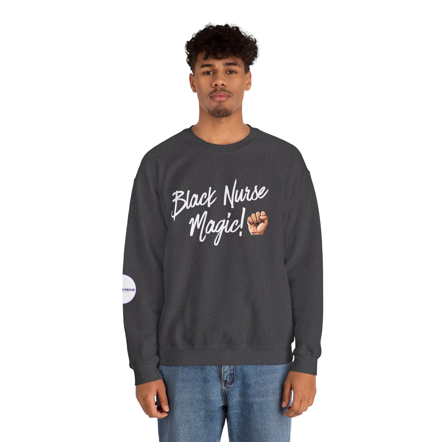 Back view of Black Nurse Sweatshirt with double-needle stitching