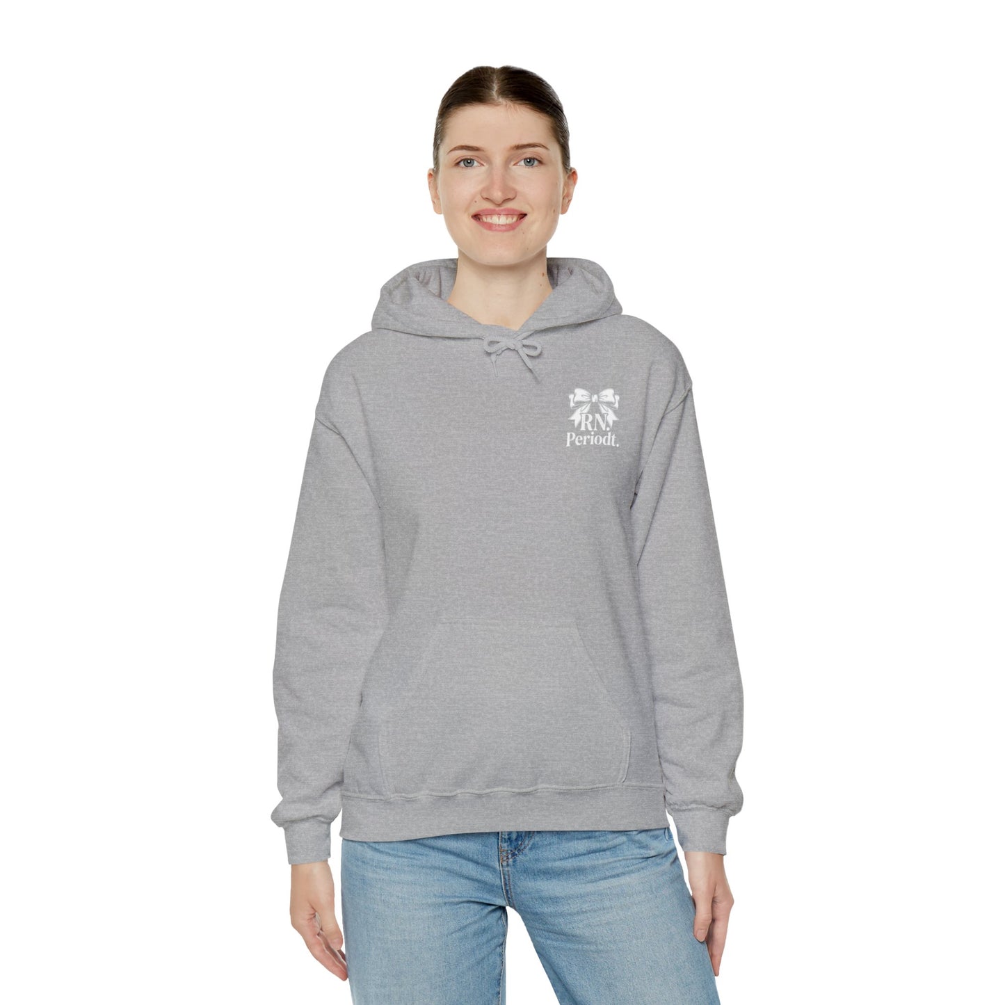Hoodie — Petite Floral Ribbon 'Periwal' Chest Logo Casual Pullover