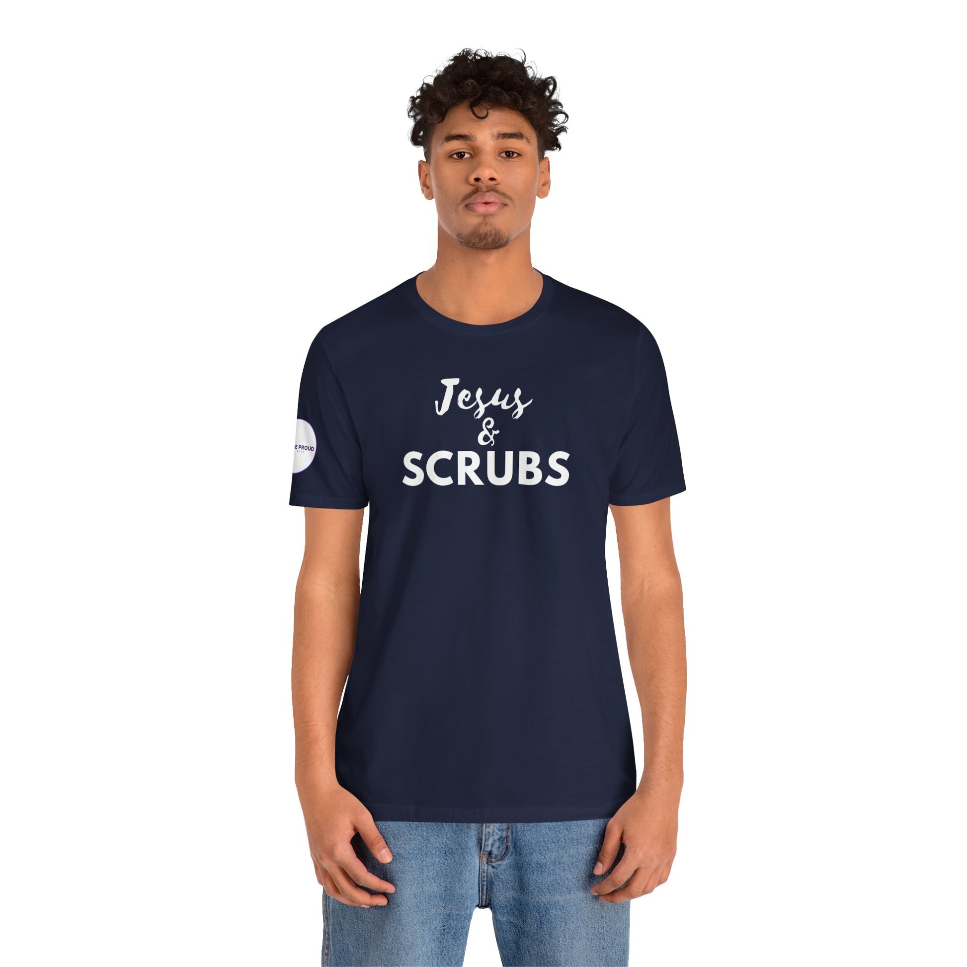Jesus and Scrubs Nurse T-Shirt showing sleeve print detail