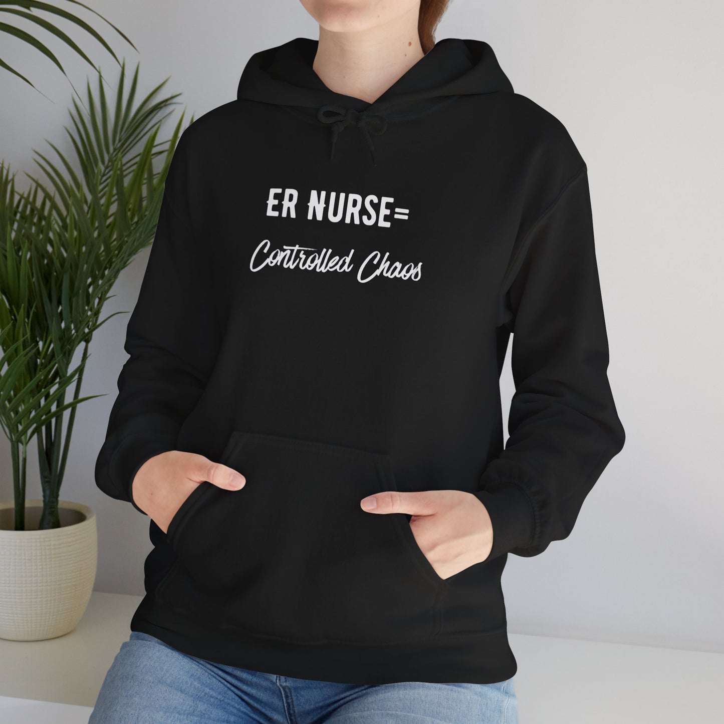 ER Nurse Hoodie clean design with color-matched drawcord