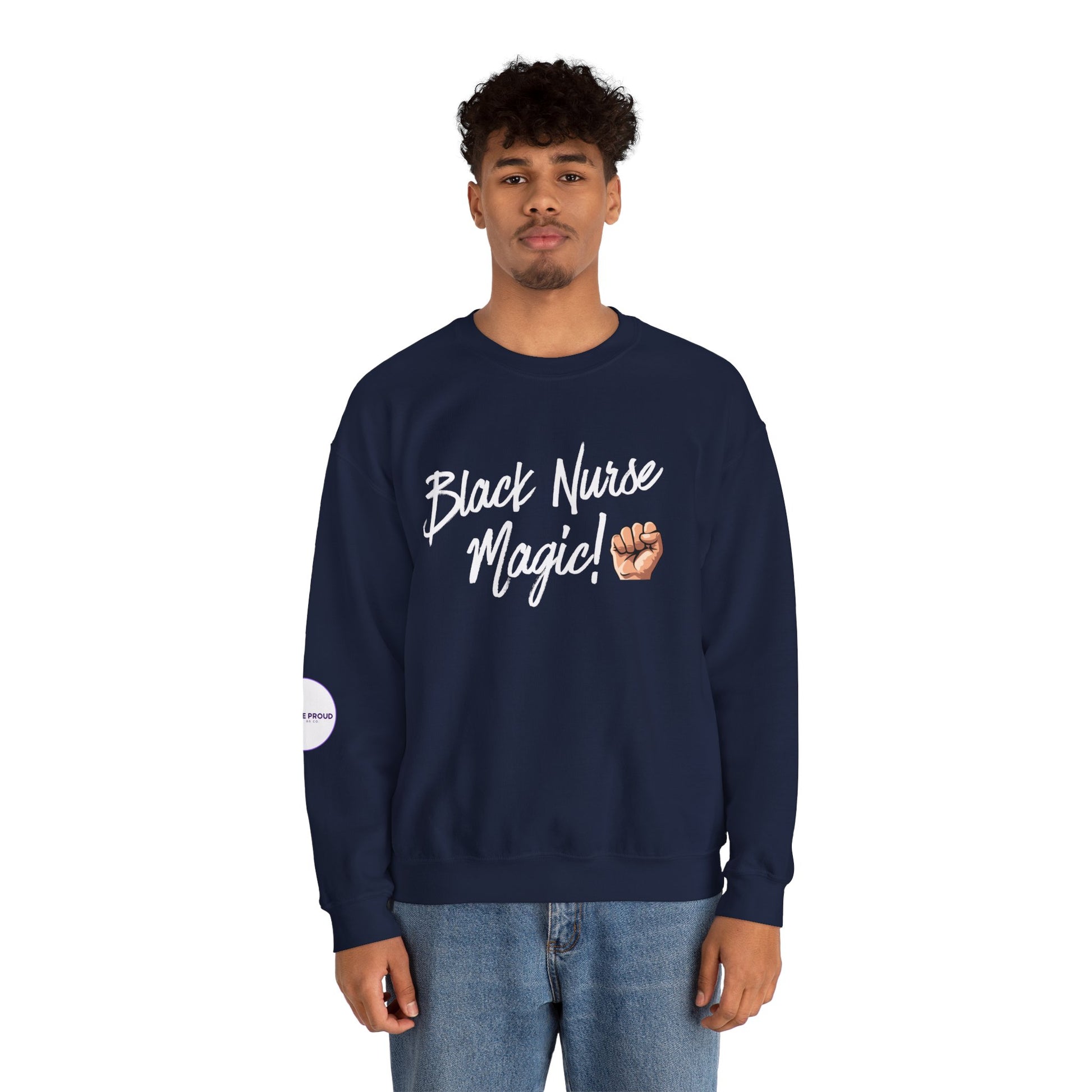 Back view of Black Nurse Sweatshirt with double-needle stitching
